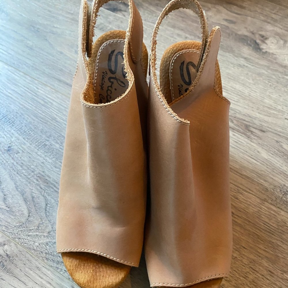 Sbicca Cork Heel Tan Wedges - Cork Heel